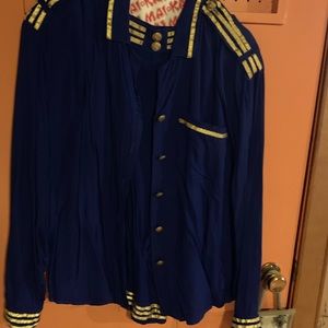 Two piece royal blue and gold set